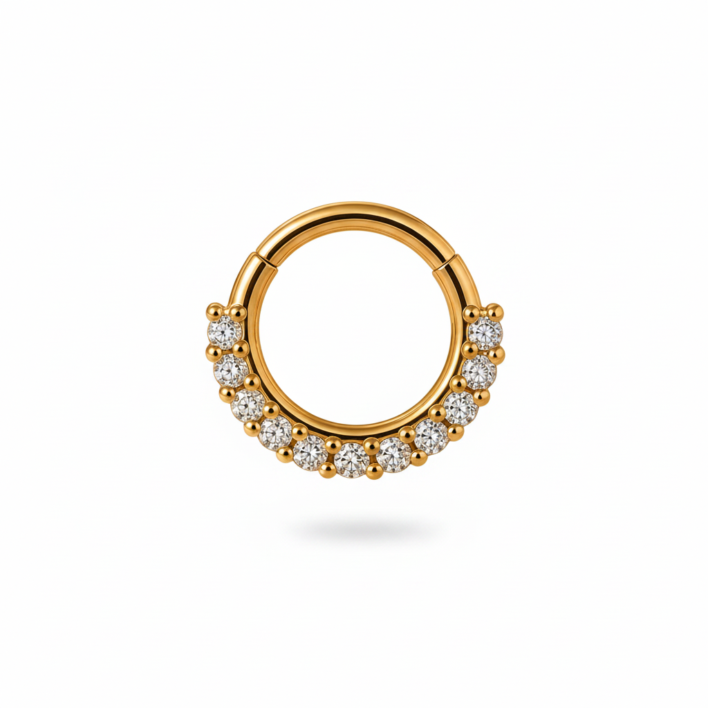 Piercing Nariz Crystal Hoop Dorado Amelie Jewelry