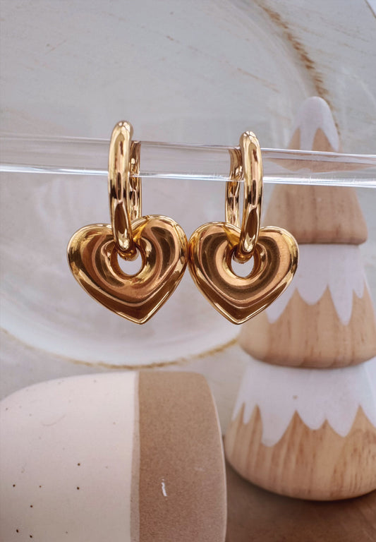 Earrings, Priya,Elegancia en Baño de Oro, Stainless Steel, Gold Plated