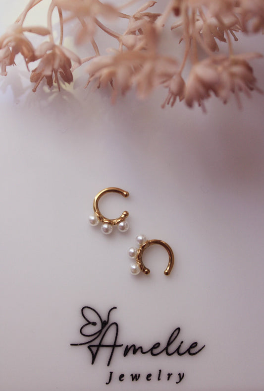 Ear cuff, Amelie Jewelry, Stainless Steel, Gold Plated, Elegancias en Baño de Oro